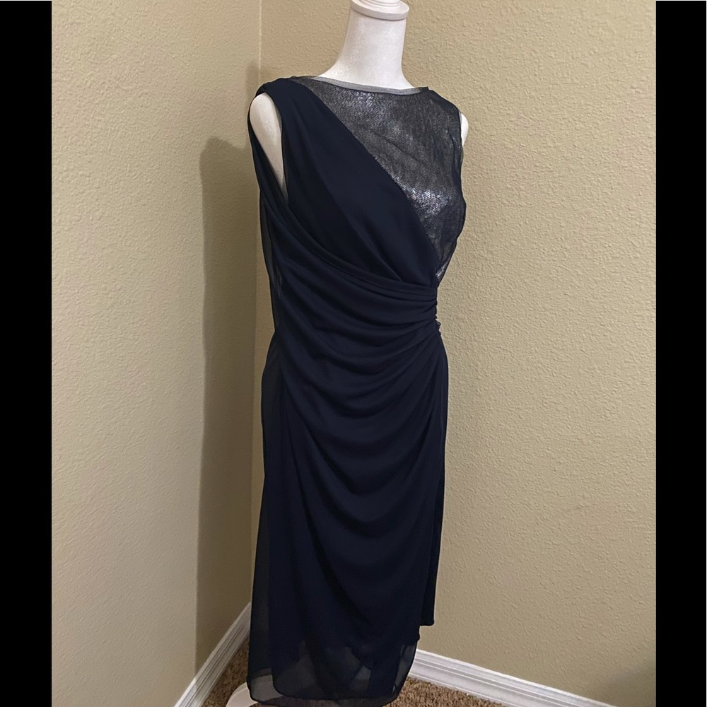 Adrianna Pappel Navy and Silver Dress